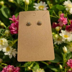Gold Plated Flower Rhinestone Stud Earrings